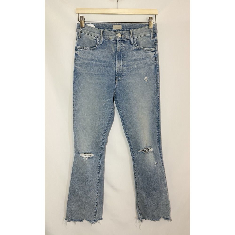 MOTHER Hustler Ankle Chew Distressed Drinking By The Pool Blue Jeans Denim 27‎